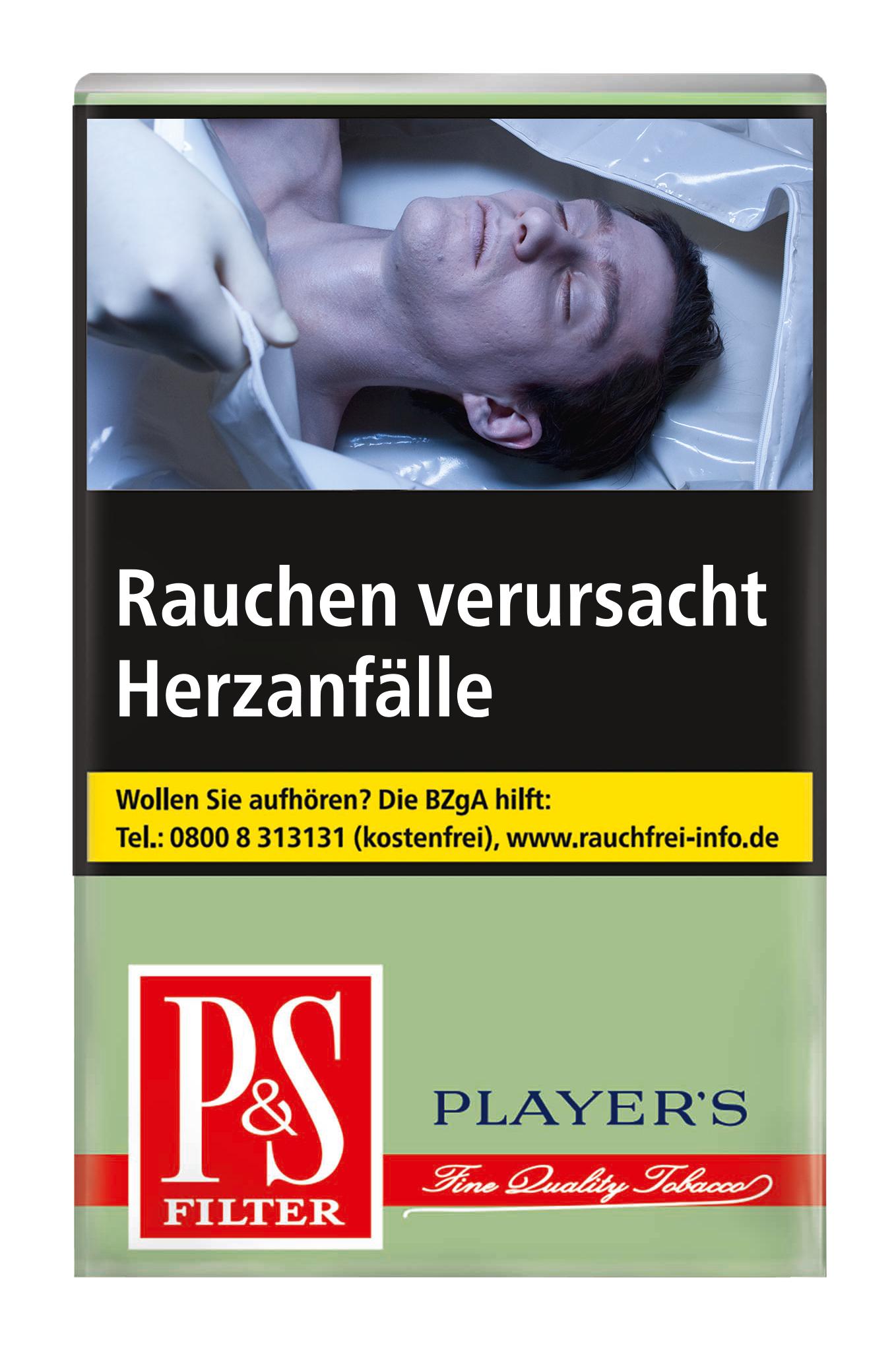 P&S Filter Soft Zigaretten als Stange mit 10 Packungen zu je 20 Stück in hellgrüner Verpackung mit Markenlogo und gesetzlichem Warnhinweis.