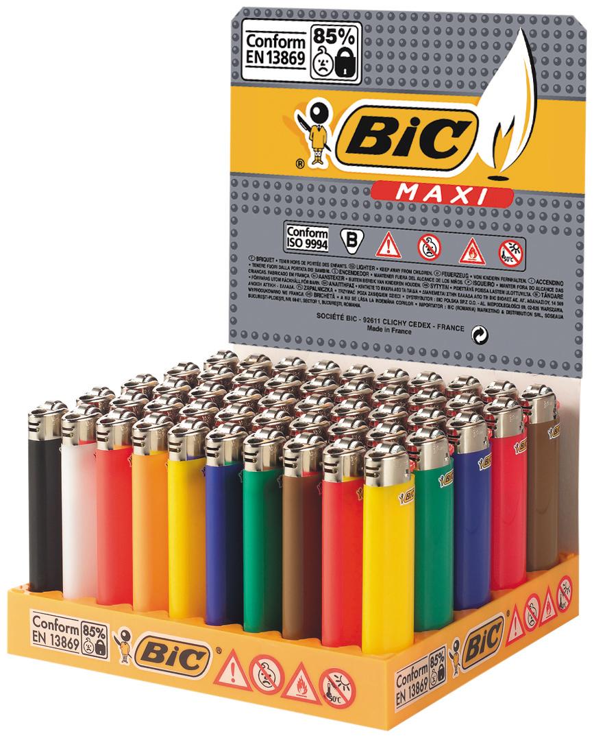 BIC Feuerzeug Maxi (J26) farbig 1 Stange 50x1 Stück