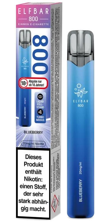 Die blaue Elf Bar 800 Einweg E-Zigarette von Elf Bar mit 20mg Nikotin, verpackt als 1 Stück.