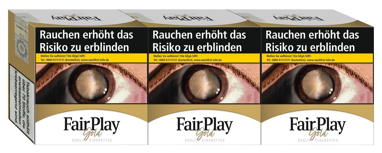 Fair Play Gold Hercules Zigaretten Stange in gold-weißer Schachtel, bestehend aus 3 Packungen á 60 Stück.