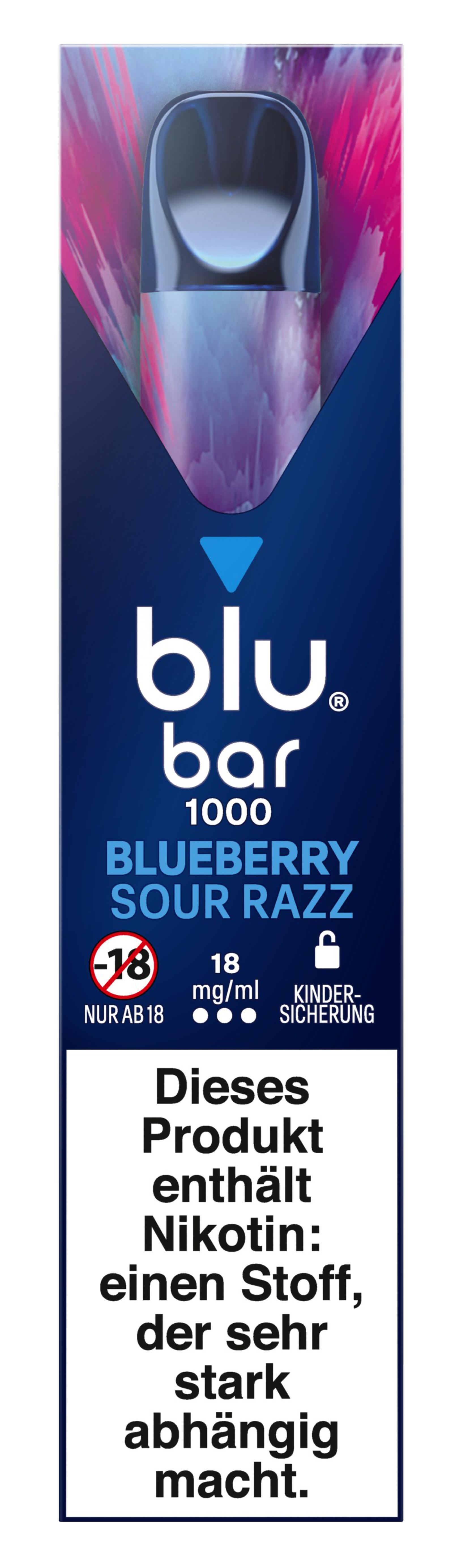 blu bar Blueberry Sour Razz 18 mg 1 Packung 1 Stück