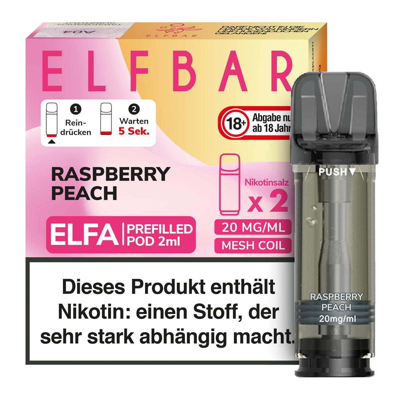 Elfa Pod Raspberry Peach 20mg 1 Packung 2 Stück