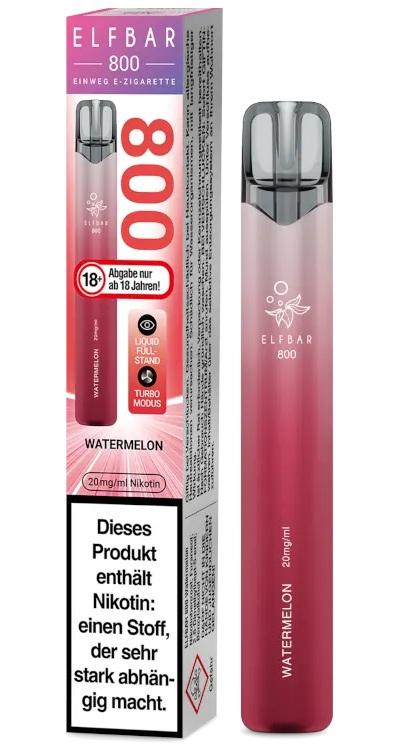 Elf Bar 800 E-Zigarette in Rot und Pink mit 20mg Nikotin, verpackt als 1 Stück.