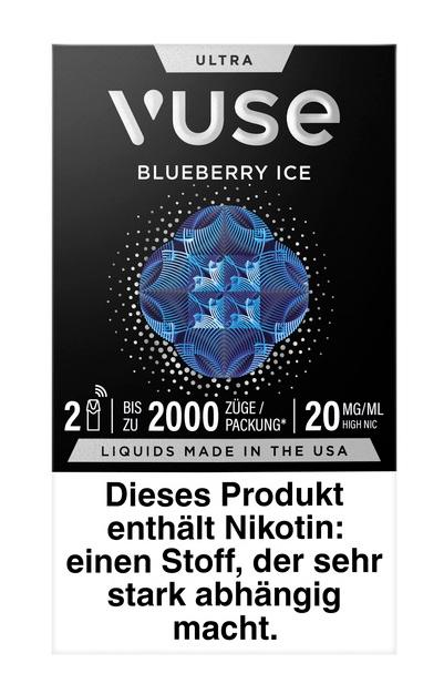 Schwarze Packung Vuse Ultra Pods von Vuse mit 20mg Nikotin, blauem Mandala-Design und 2 Stück Inhalt.