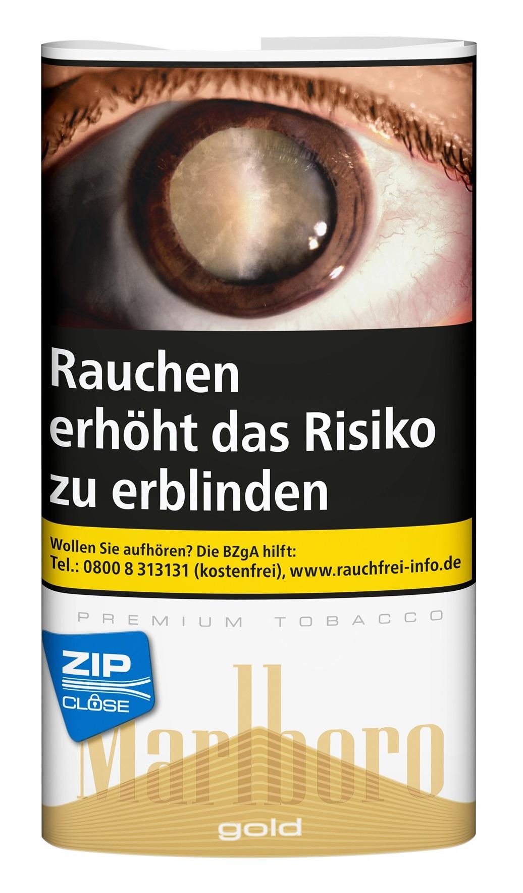 Marlboro Gold Premium Tobacco 1 Gebinde 5x30 Gramm Marlboro Gold Premium Tobacco, weißes Pack mit gelbem Streifen, Marlboro Logo und gesetzlichem Warnhinweis. 5 Pouches á 30 Gramm.