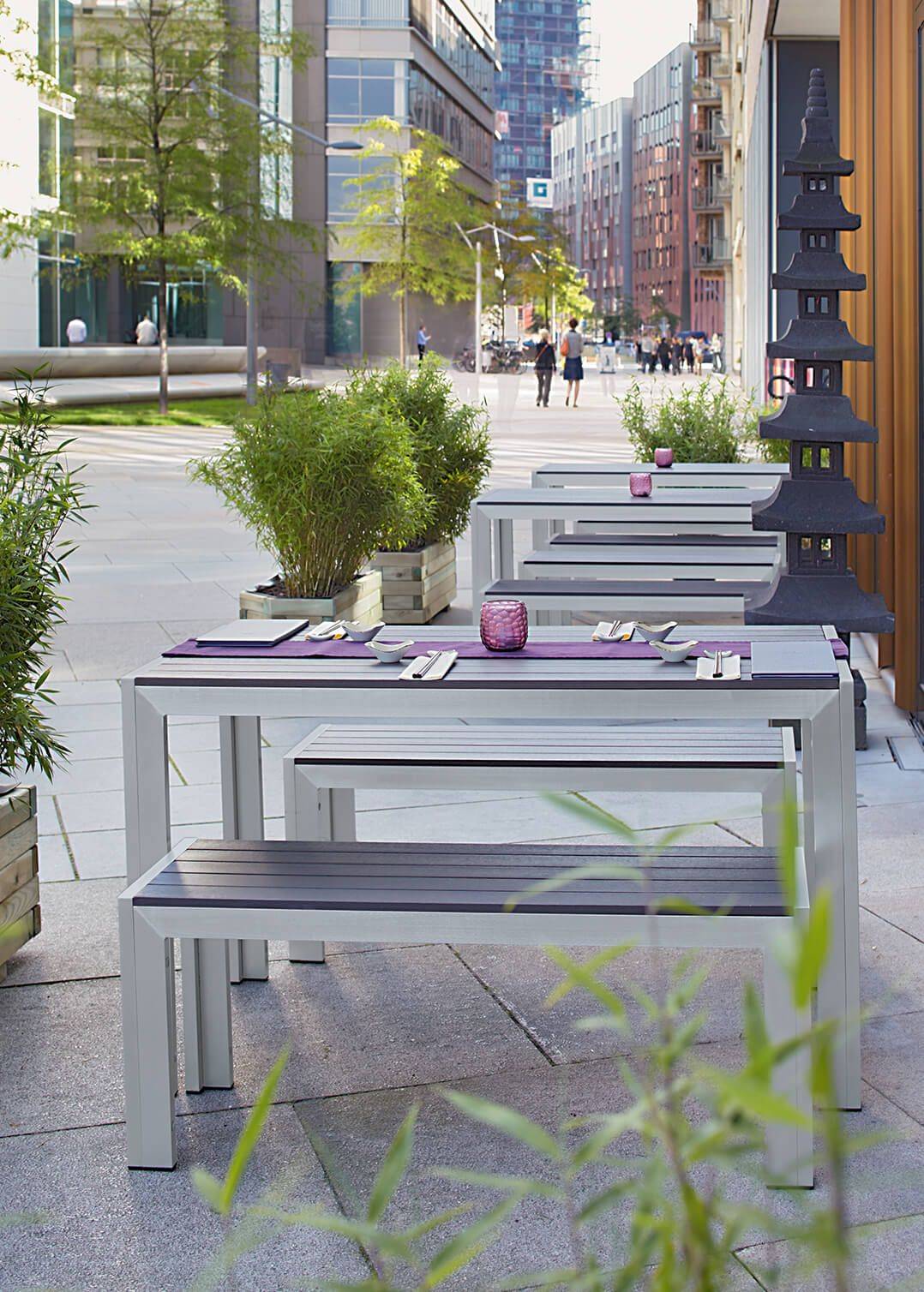Outdoor Table-Bench-Combinations for your restaurant or hotel