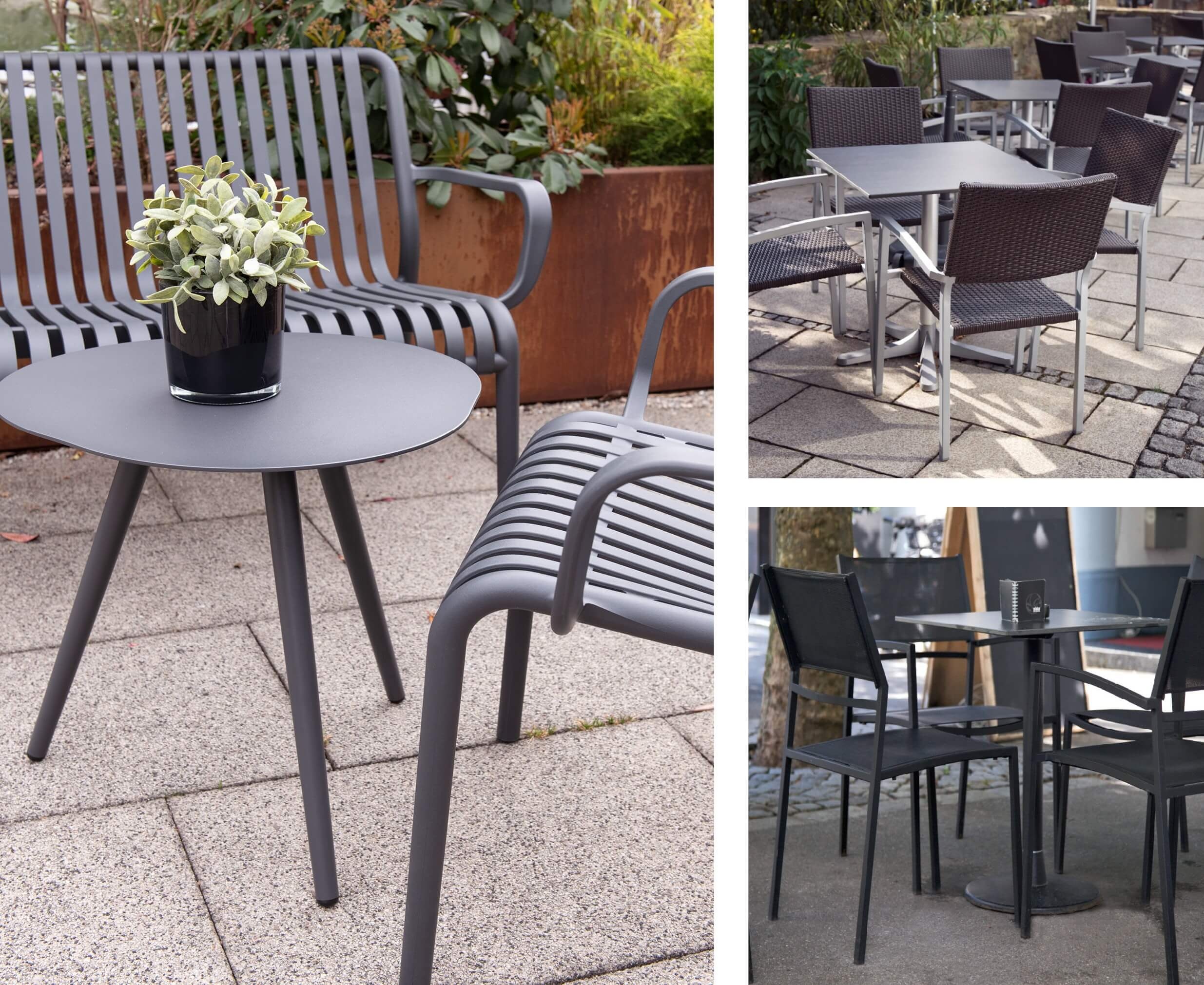 Schlichte schwarze Outdoor-Möbel