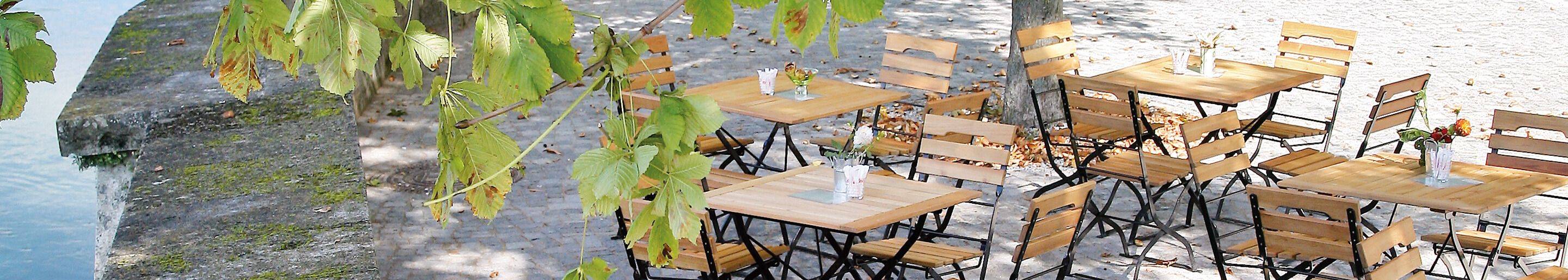 Outdoor Biergartenmöbel Tische und Stühle für Gastronomie und Hotellerie