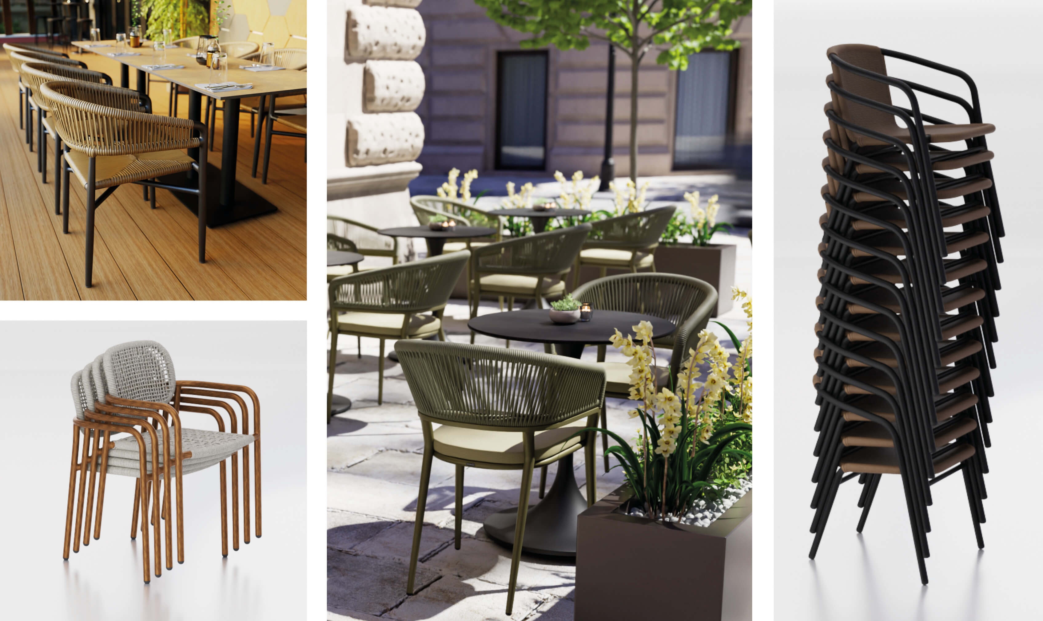 Chaises empilables Gastro avec tressage