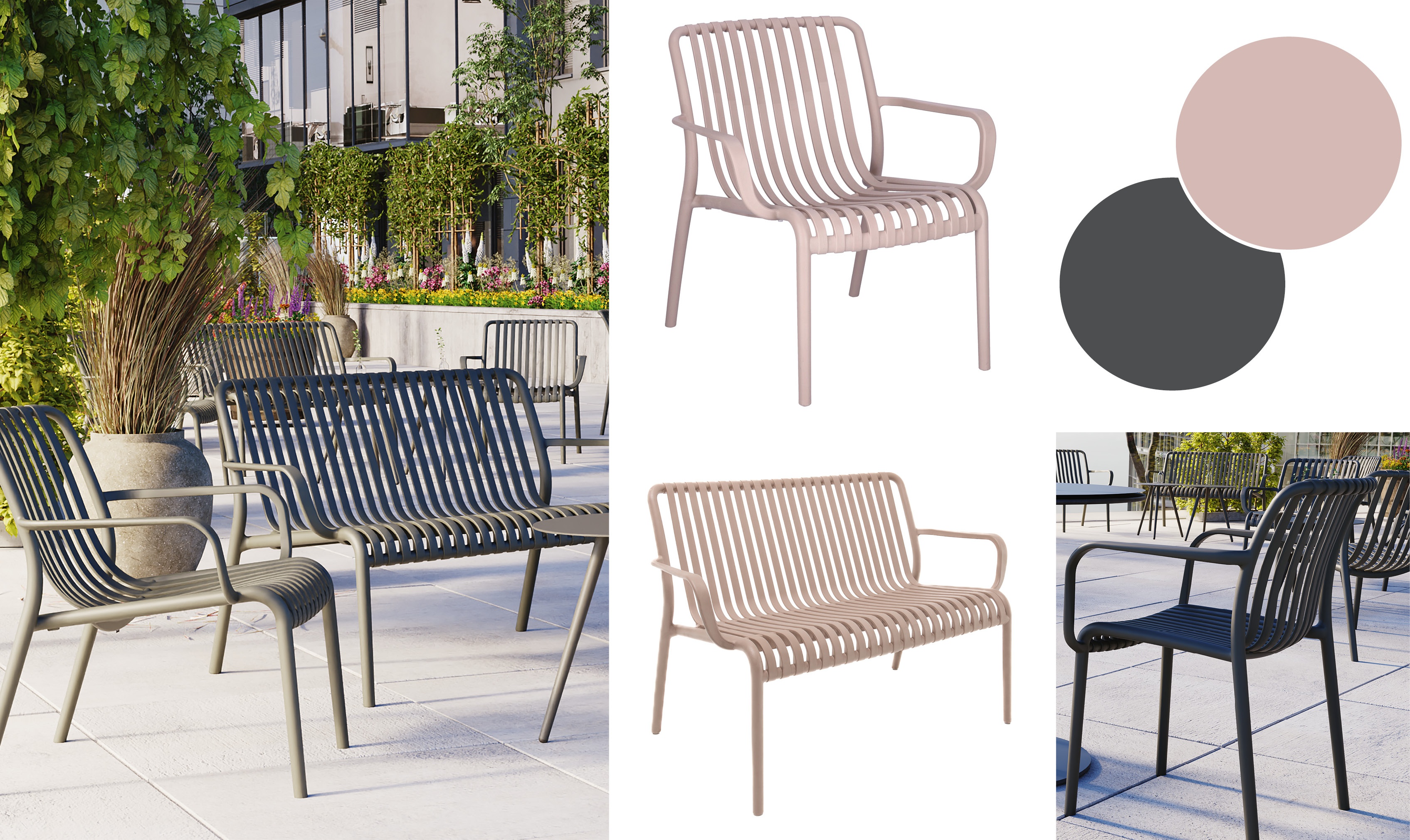 Kunststoffstühle als entspannte Lounge