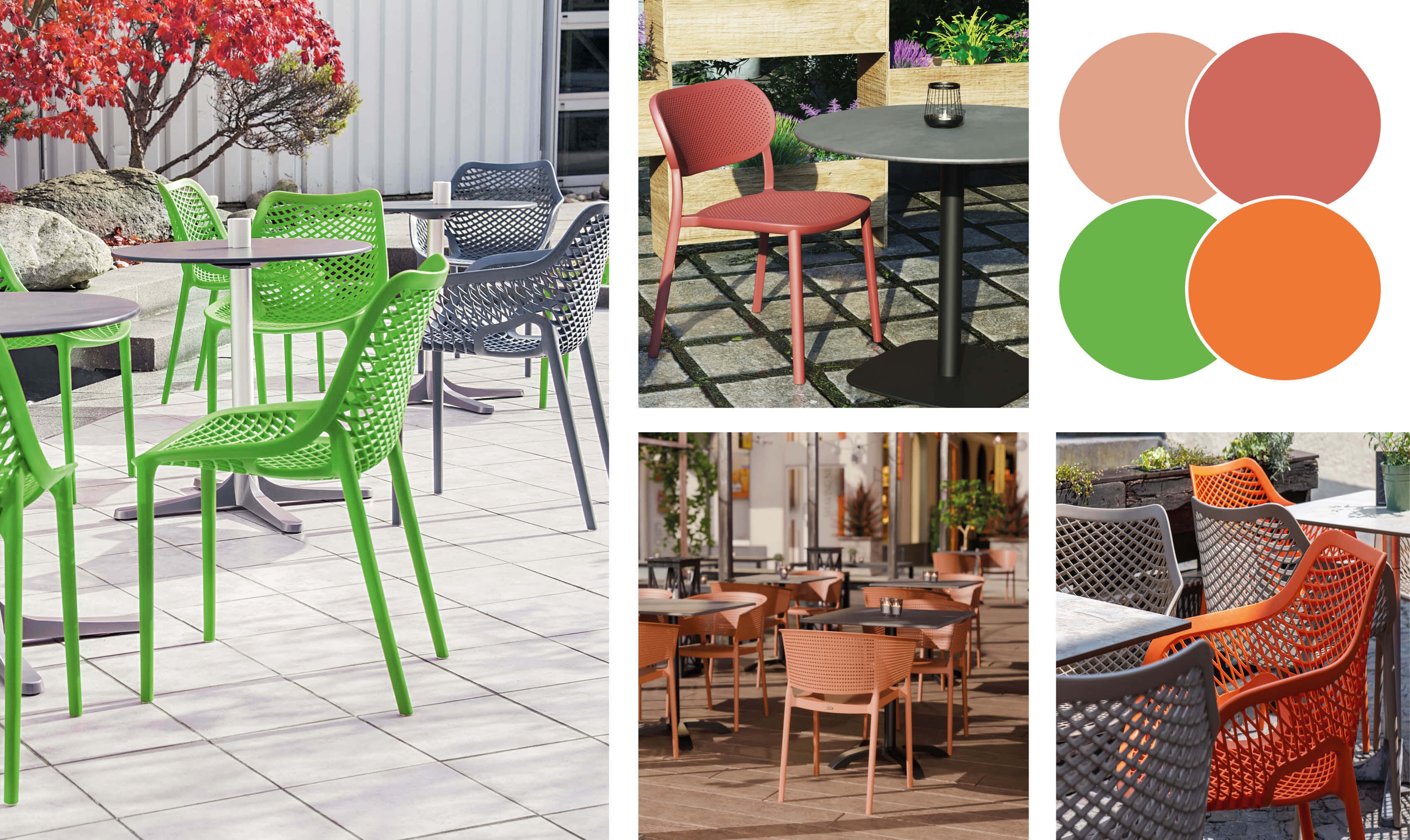 Kunststoffstühle der farbenfrohen Vielfalt