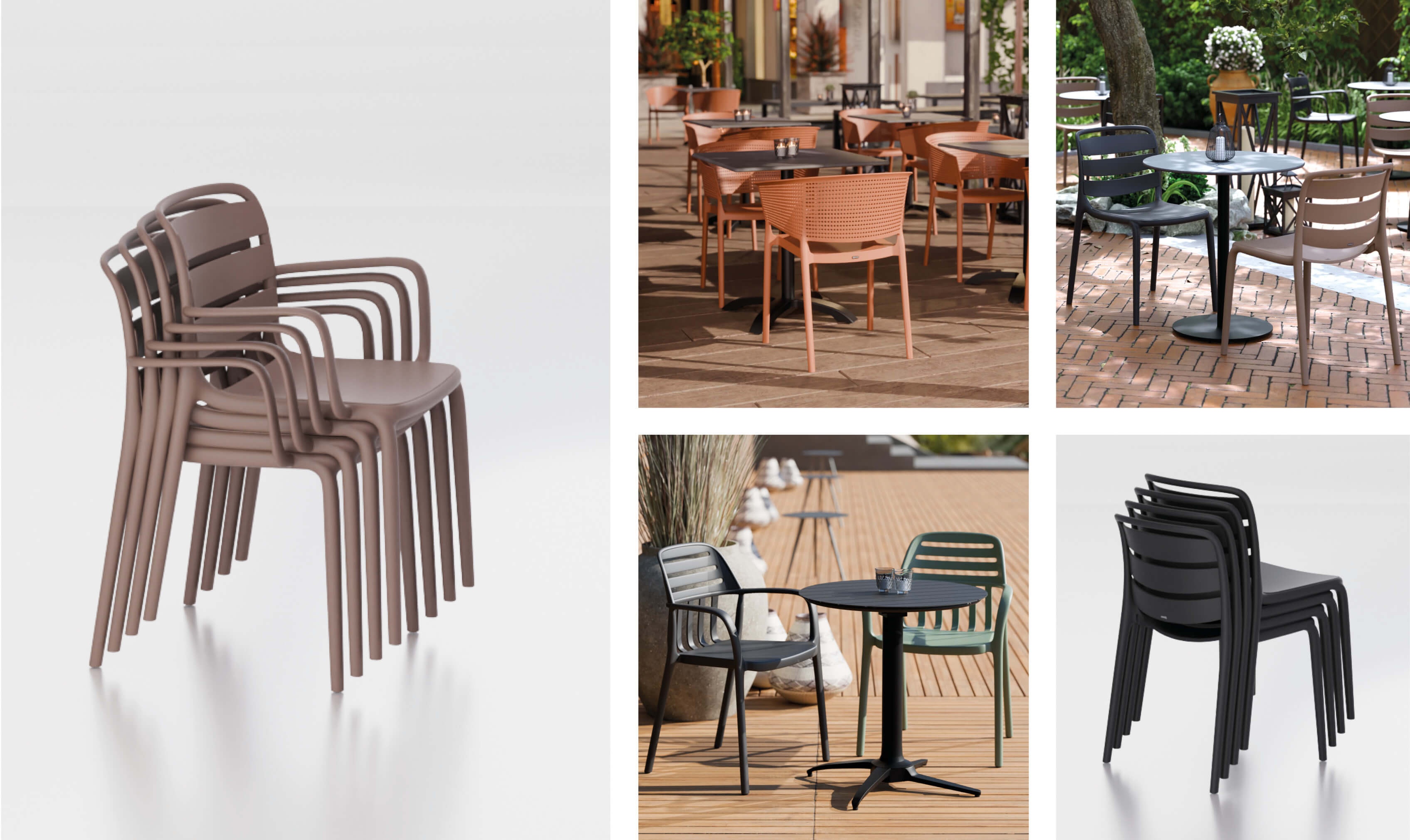 Chaises empilables en plastique pour la restauration