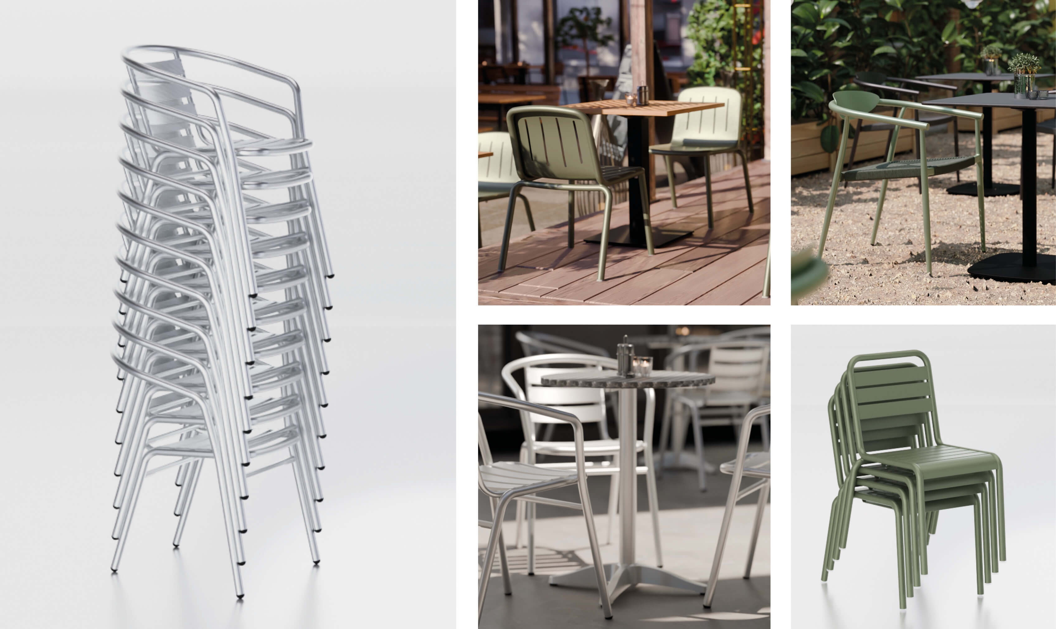 Chaises empilables Gastro en métal