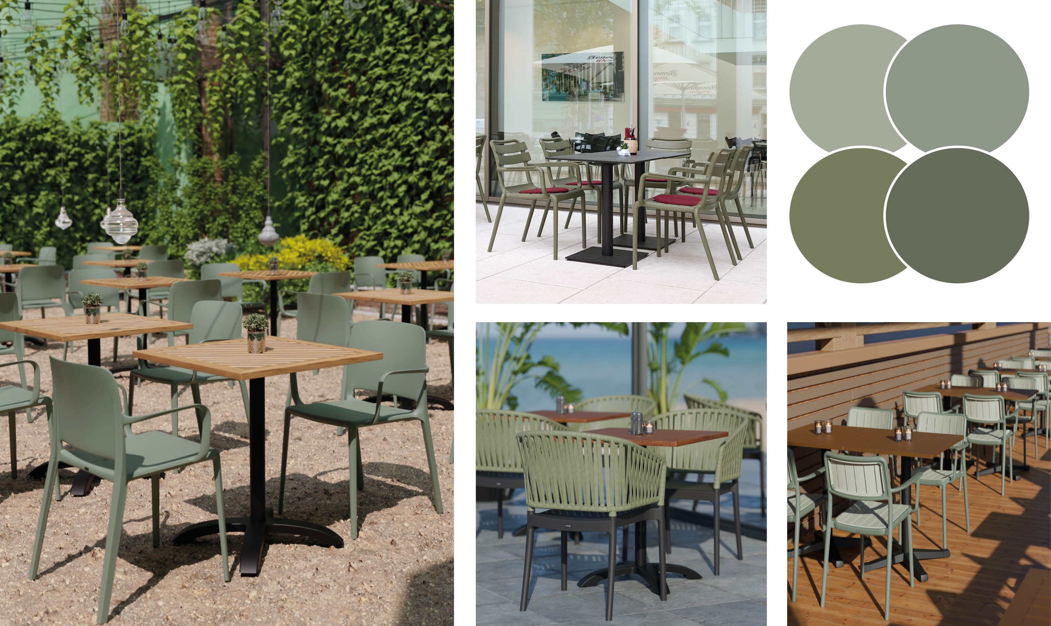 Grüne Kunststoffstühle mit Charakter