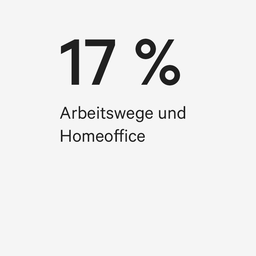 17 % der erfassten Emissionen entstehen durch Arbeitswege und Homeoffice.