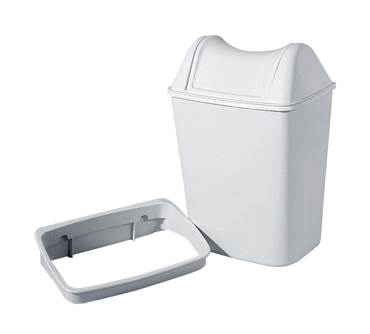 racon rubby Abfalleimer 8 Liter – weiß mit Schwingdeckel & Wandhalterung