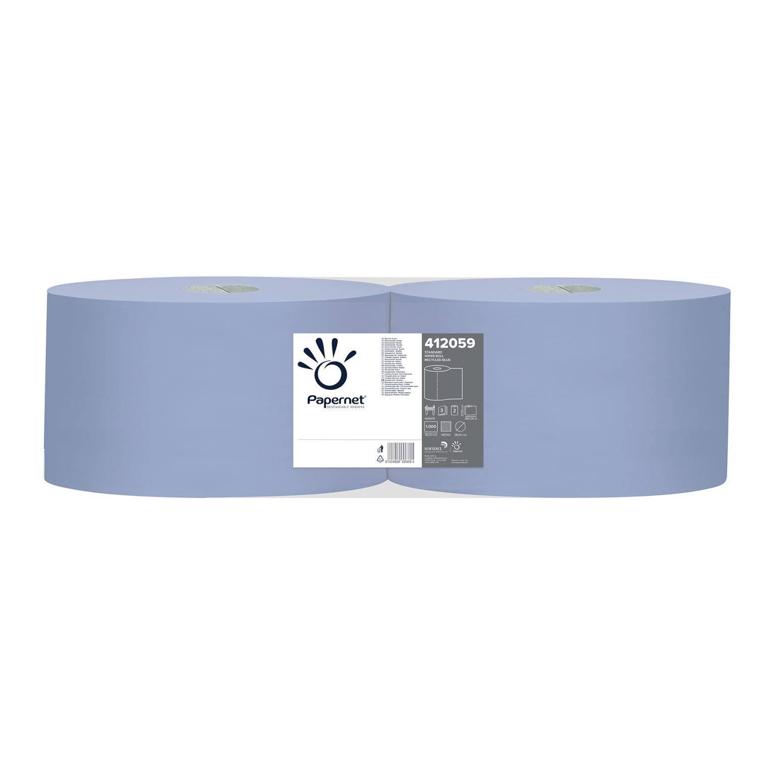 Papernet Blaue Putzrollen 3-lagig 22 cm x 38 cm Papernet Papierrolle Großverbraucher