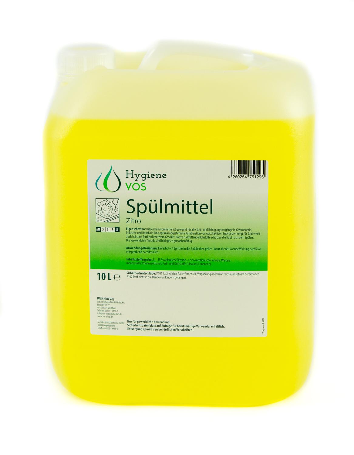 HV016 Hygiene Vos Spülmittel Zitro 5L / 10L – Hautfreundliches und Fettlösendes Geschirrspülmittel mit Zitrusduft