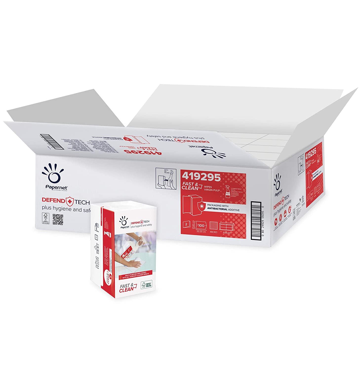 WER419295Y1IK0CS7jDt8H Papernet - Defend Tech Fast & Clean Wischtücher 2-lagig - 20 x 100 Stück / 419295