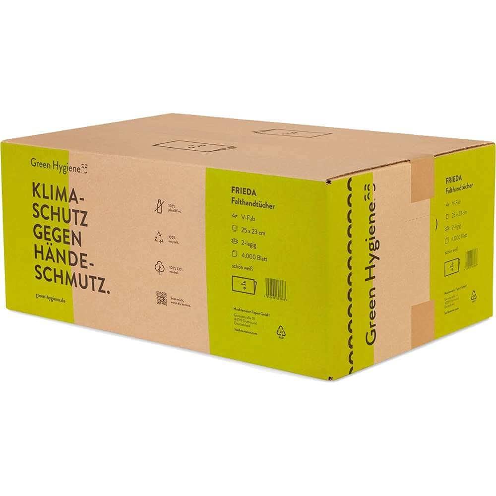 Huchtemeier - Green Hygiene - FRIEDA Falthandtücher V-Falz 2-lagig 4000 Blatt: Umweltbewusste Handhygiene für den täglichen Bedarf Huchtemeier - Green Hygiene - FRIEDA Falthandtücher V-Falz 2-lagig 4000 Blatt: Umweltbewusste Handhygiene für den täglichen Bedarf