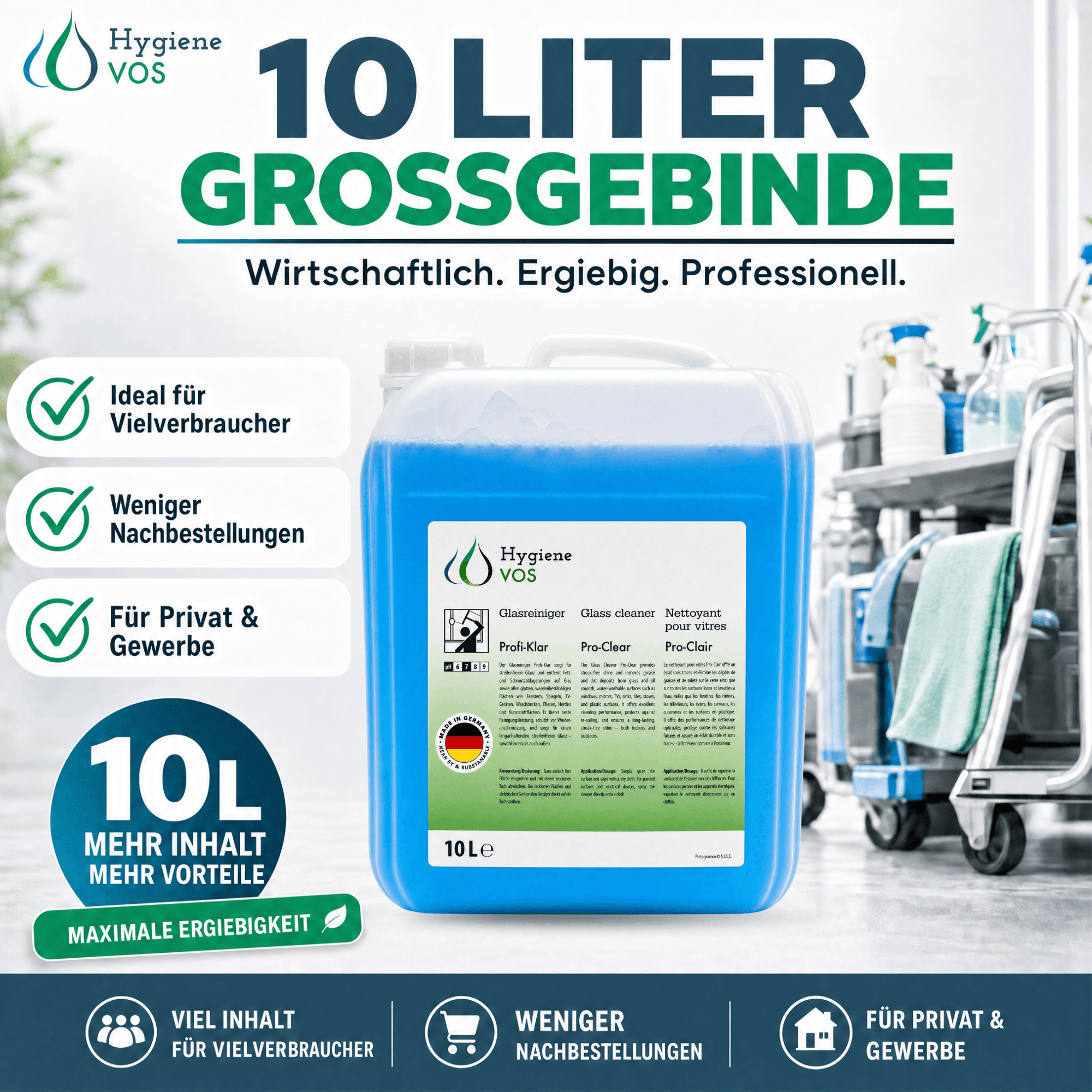 Hygiene VOS - Profi-Klar Glasreiniger 5L / 10L