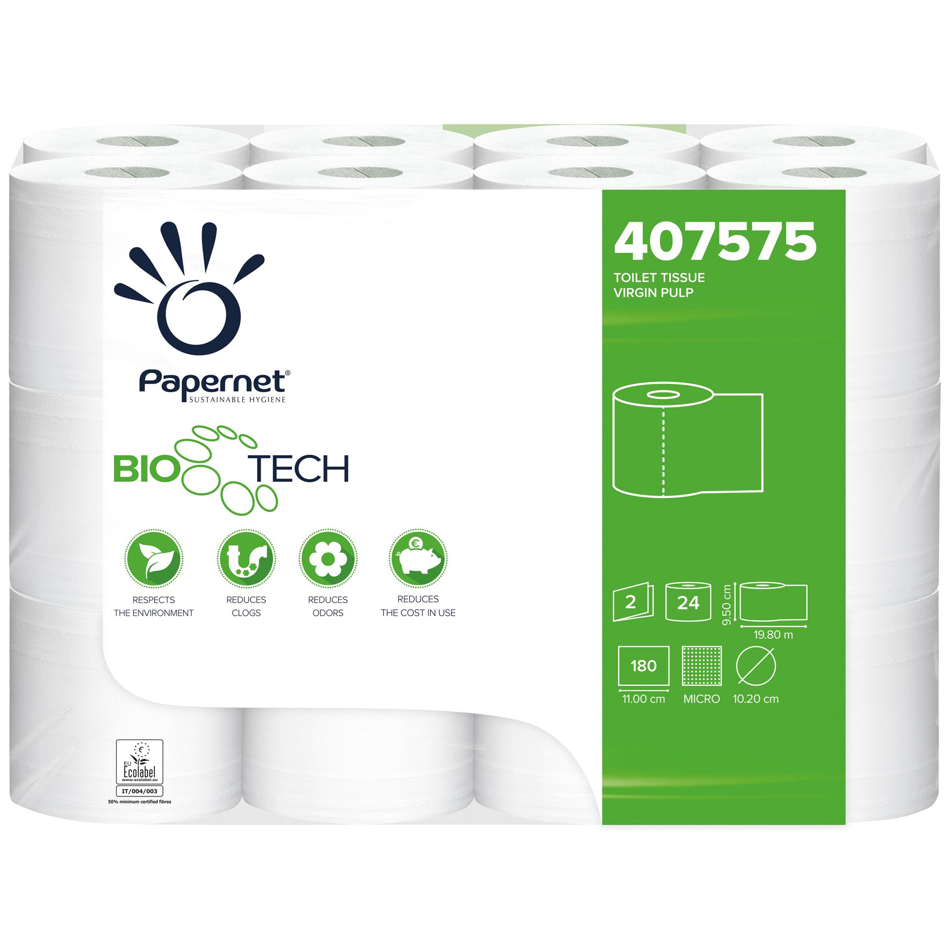 Papernet Selbstauflösendes Toilettenpapier Bio Tech 2-lagig - 180 Blatt 24 Rollen Papernet Selbstauflösendes Toilettenpapier Bio Tech 2-lagig - 180 Blatt 24 Rollen