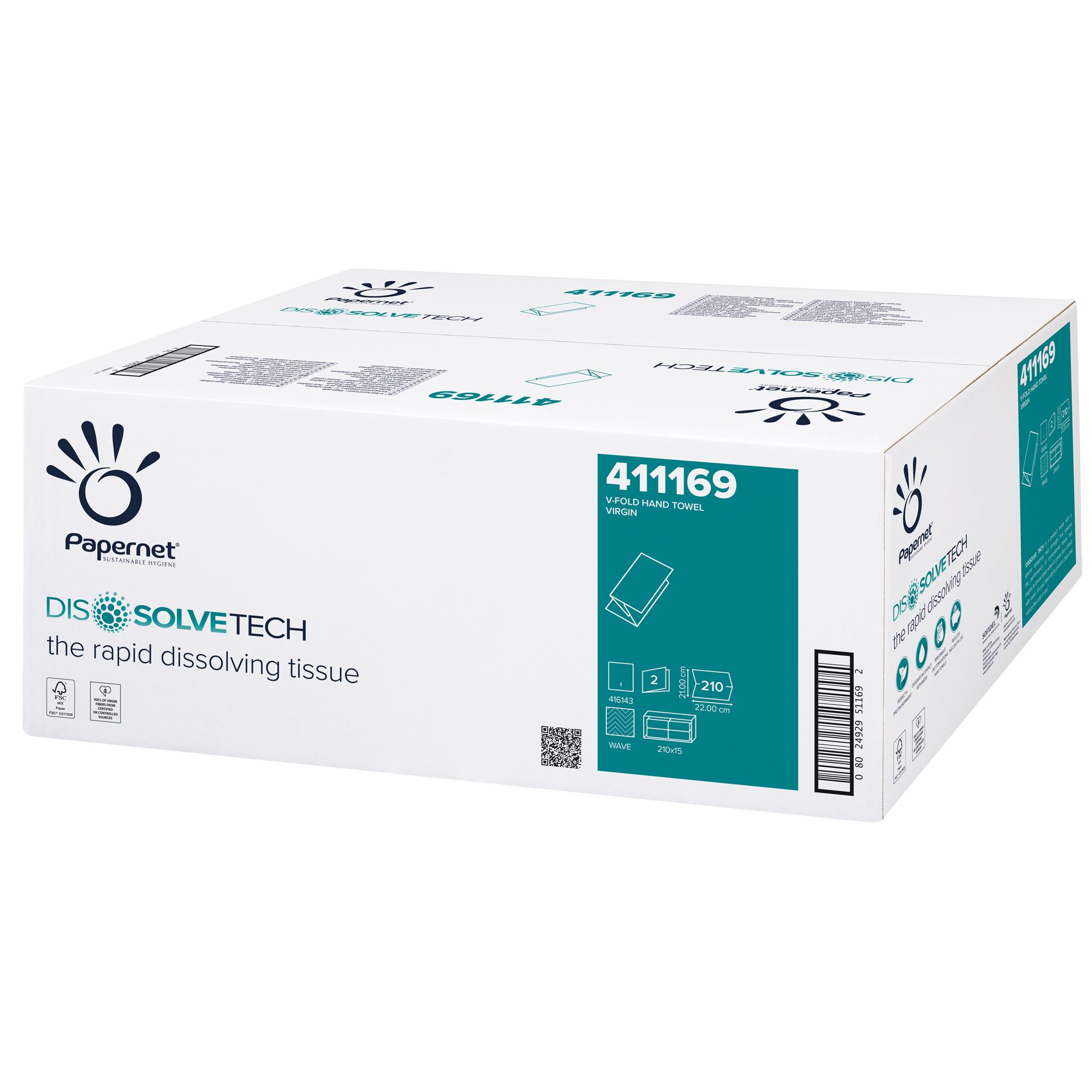 Papernet - DissolveTech Superior Papierhandtücher 2-lagig 3150 Blatt 22 x 21 cm V-Falz Papernet - DissolveTech Superior Papierhandtücher 2-lagig 3150 Blatt 22 x 21 cm V-Falz