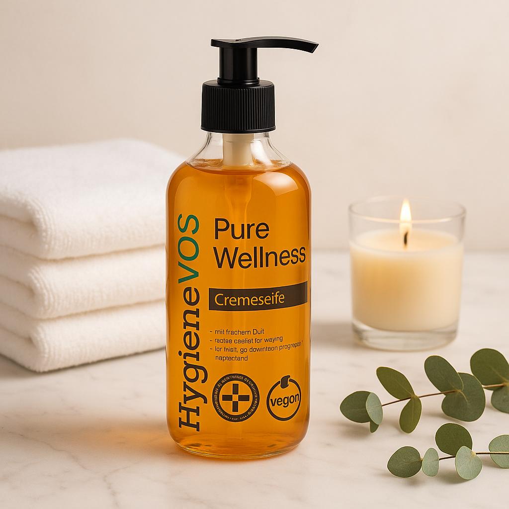 Hygiene VOS Cremeseife Pure Wellness –500ml Pumpspender – Rückfettende Hautpflege – Frischer Duft – Dermatologisch getestet – Vegan – einzeln / Vorratspack – Made in Germany 
