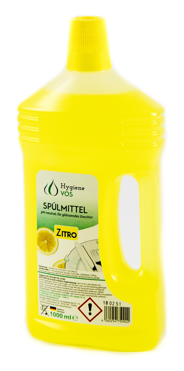 Hygiene Vos Spülmittel Zitro 1 Liter: Effizient, hautfreundlich und umweltschonend